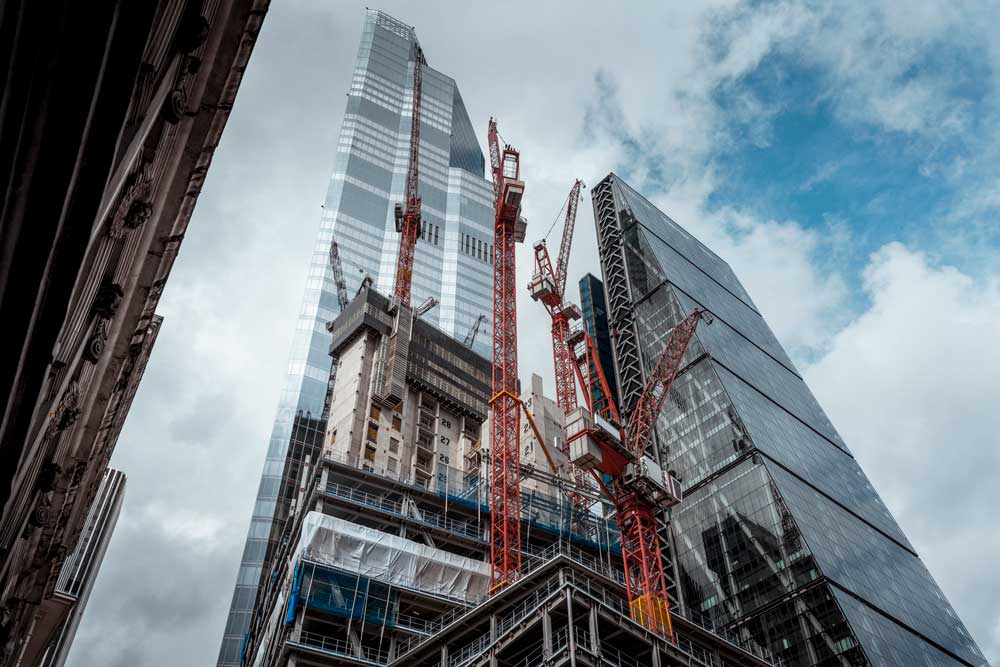 Modern skyscraper construction site